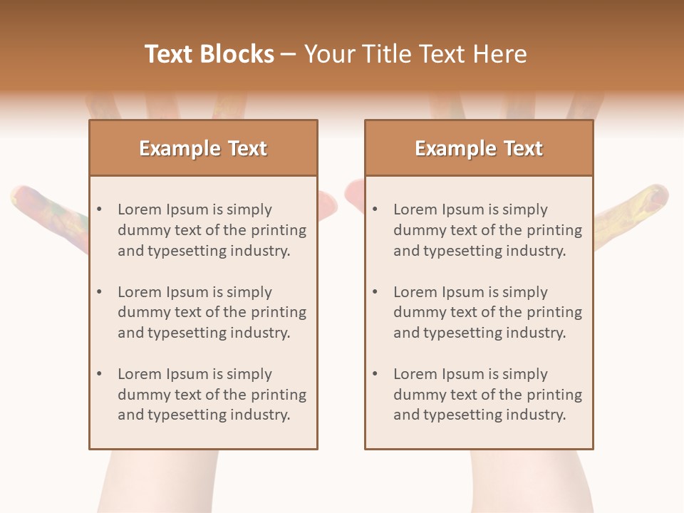 Kindergartner Rainbow Hand Painting Painted Hands PowerPoint Template