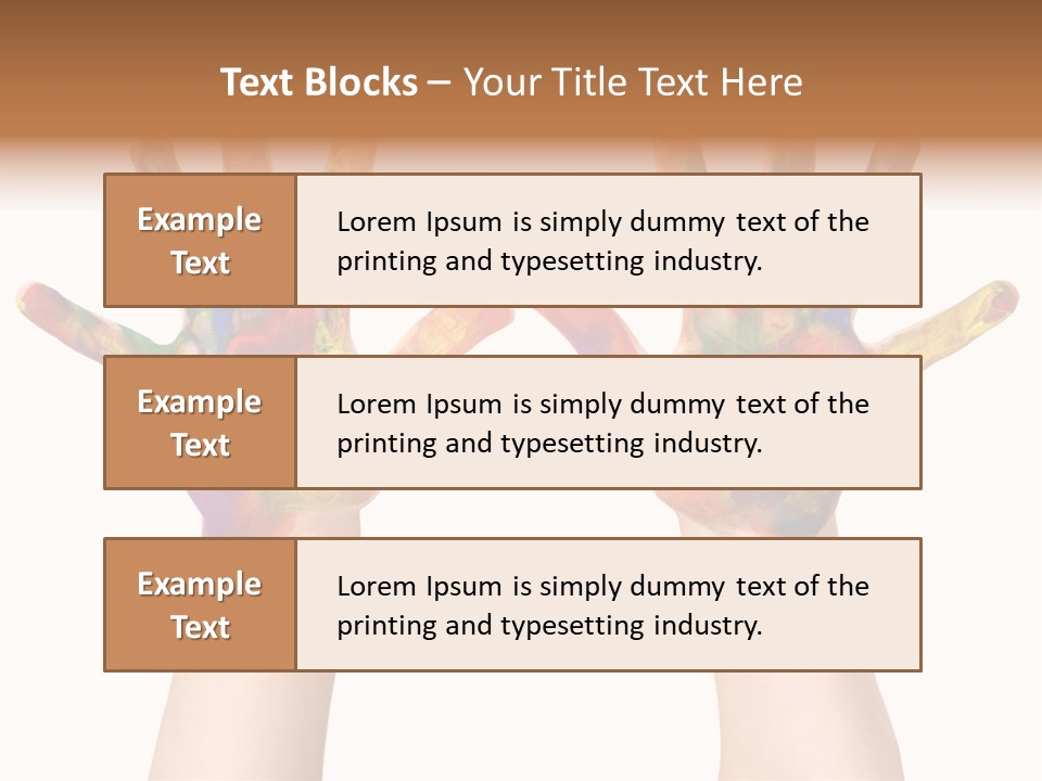Kindergartner Rainbow Hand Painting Painted Hands PowerPoint Template