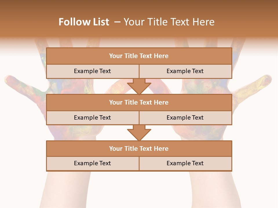 Kindergartner Rainbow Hand Painting Painted Hands PowerPoint Template