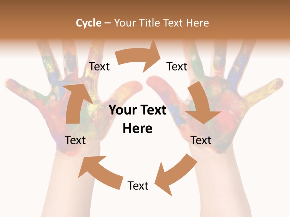 Kindergartner Rainbow Hand Painting Painted Hands PowerPoint Template