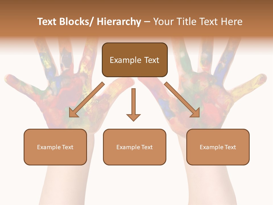 Kindergartner Rainbow Hand Painting Painted Hands PowerPoint Template