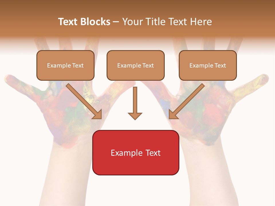 Kindergartner Rainbow Hand Painting Painted Hands PowerPoint Template