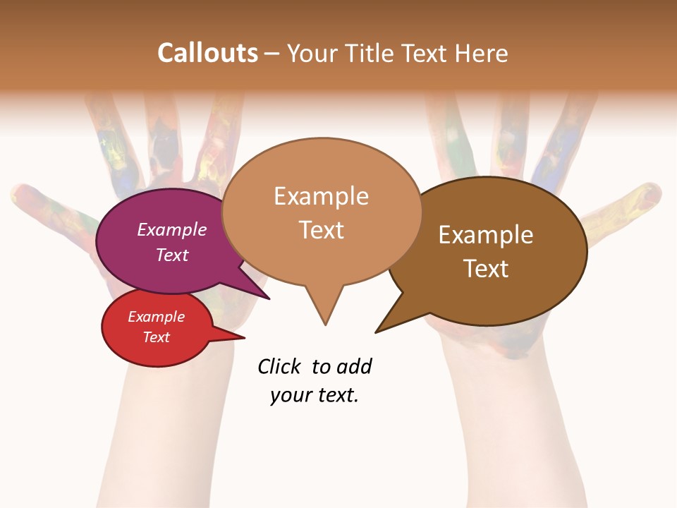 Kindergartner Rainbow Hand Painting Painted Hands PowerPoint Template