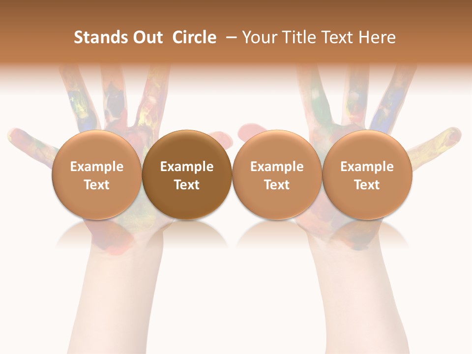 Kindergartner Rainbow Hand Painting Painted Hands PowerPoint Template