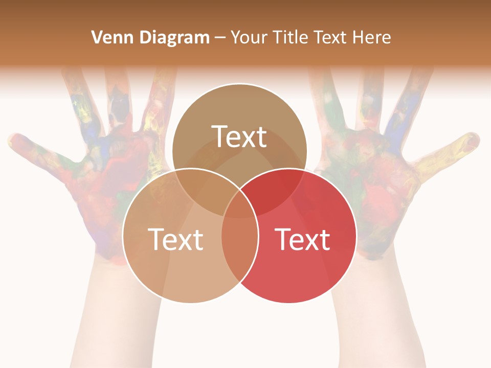 Kindergartner Rainbow Hand Painting Painted Hands PowerPoint Template