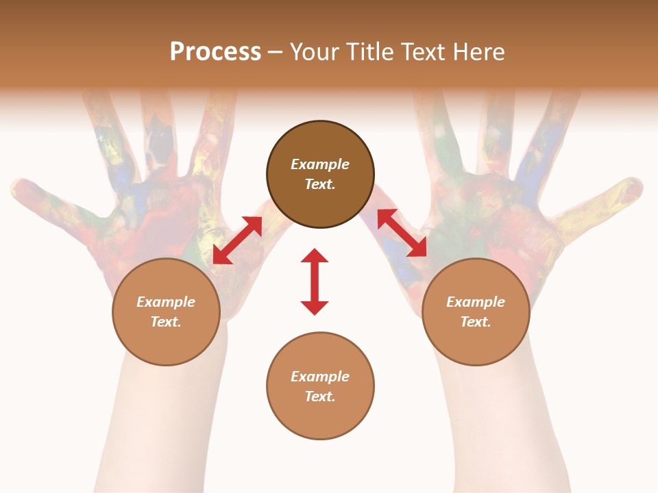 Kindergartner Rainbow Hand Painting Painted Hands PowerPoint Template