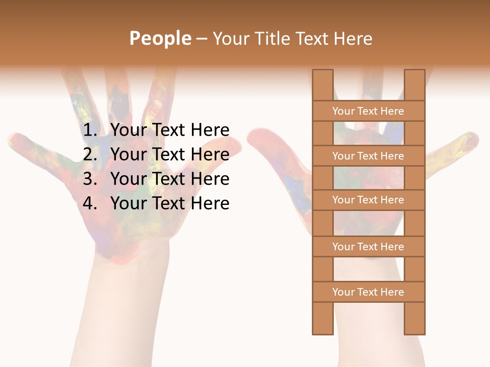 Kindergartner Rainbow Hand Painting Painted Hands PowerPoint Template