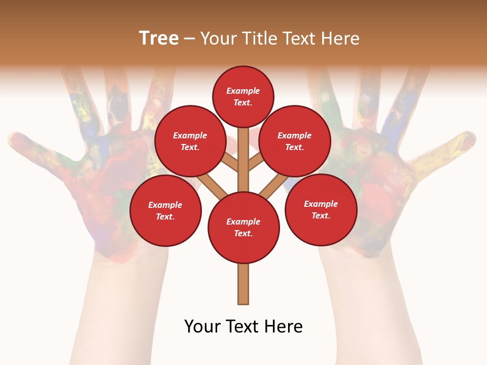 Kindergartner Rainbow Hand Painting Painted Hands PowerPoint Template