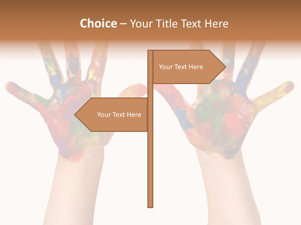 Kindergartner Rainbow Hand Painting Painted Hands PowerPoint Template