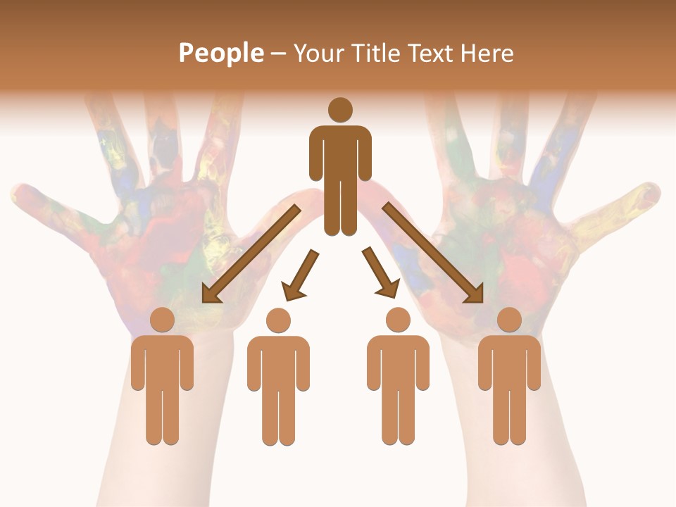 Kindergartner Rainbow Hand Painting Painted Hands PowerPoint Template