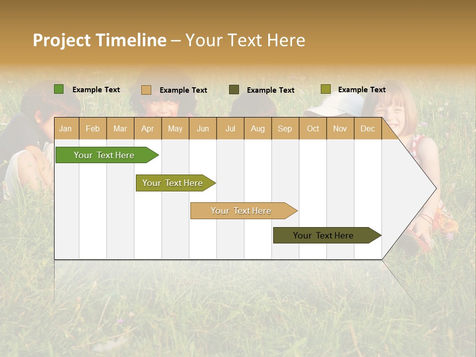 Happy Little Children In Grass On Meadow PowerPoint Template