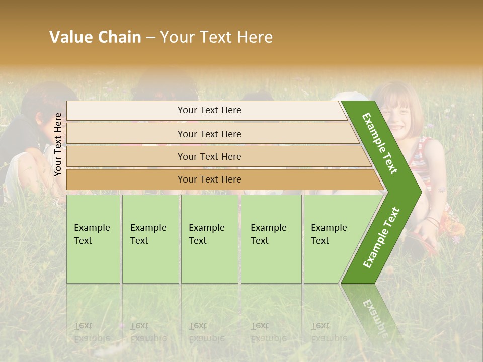Happy Little Children In Grass On Meadow PowerPoint Template