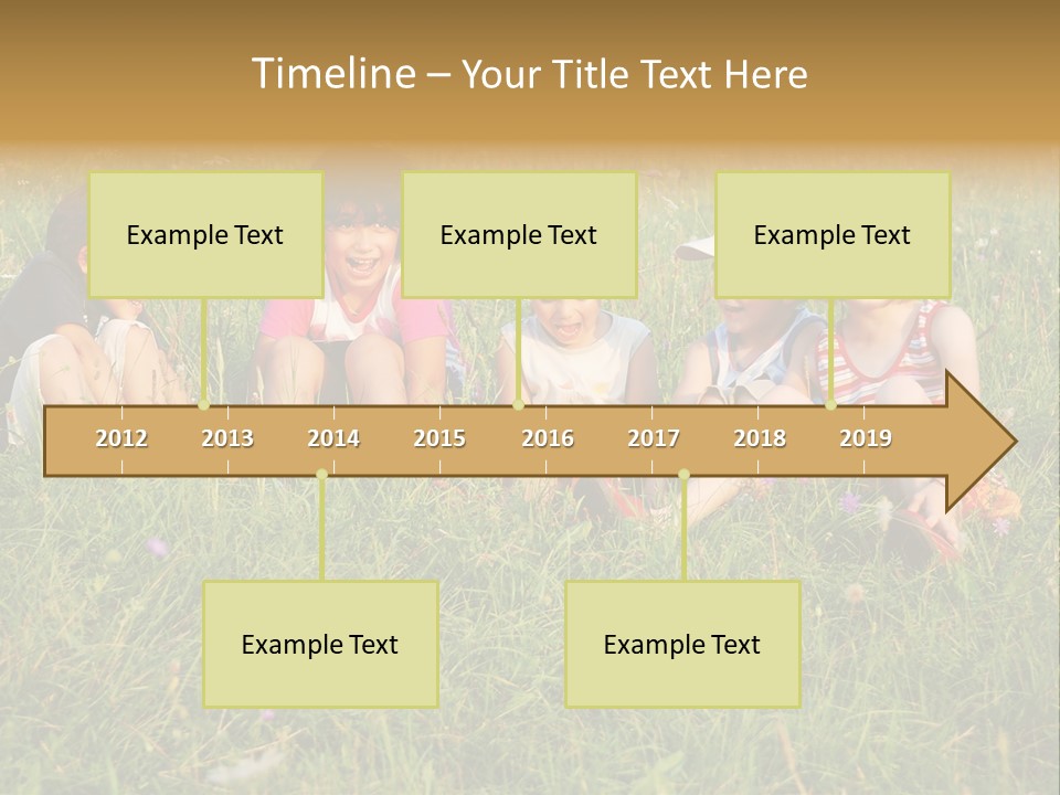 Happy Little Children In Grass On Meadow PowerPoint Template