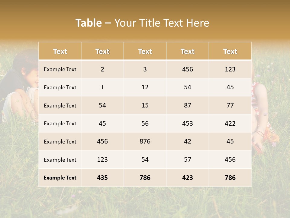 Happy Little Children In Grass On Meadow PowerPoint Template