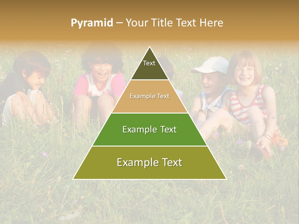 Happy Little Children In Grass On Meadow PowerPoint Template