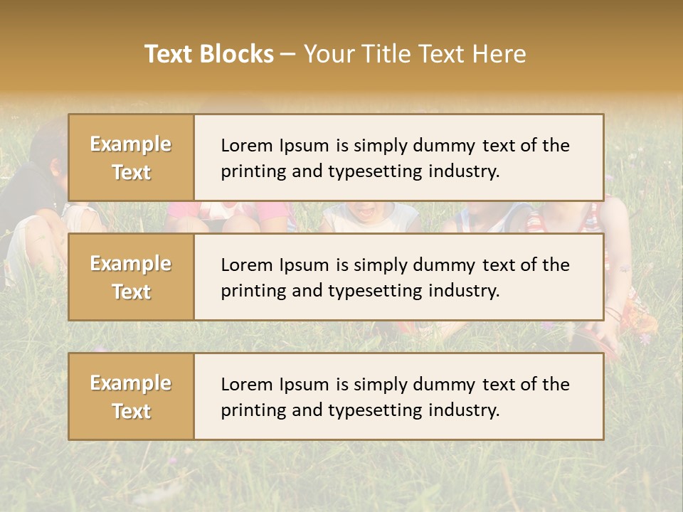 Happy Little Children In Grass On Meadow PowerPoint Template
