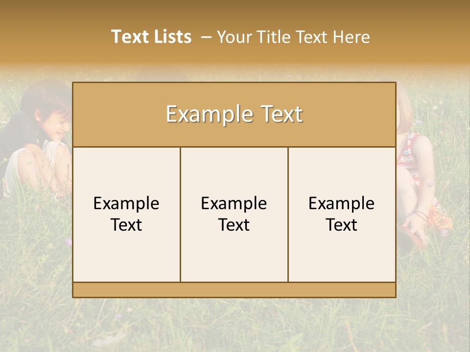 Happy Little Children In Grass On Meadow PowerPoint Template