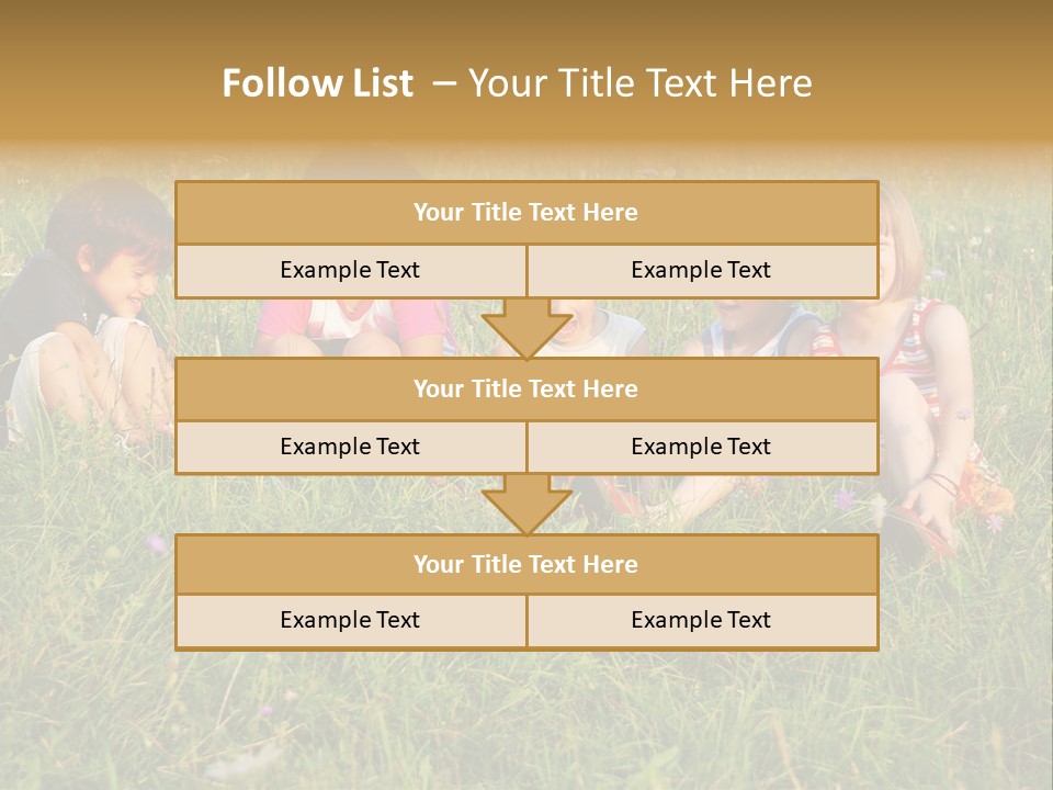 Happy Little Children In Grass On Meadow PowerPoint Template