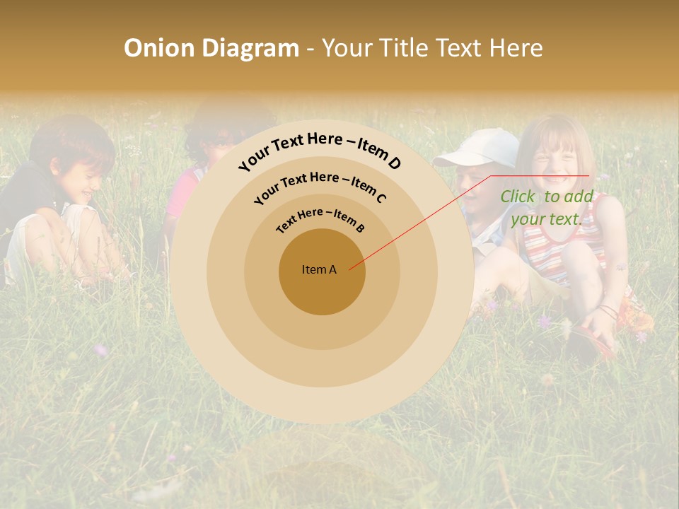 Happy Little Children In Grass On Meadow PowerPoint Template