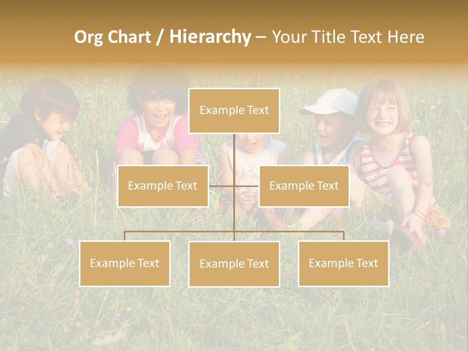 Happy Little Children In Grass On Meadow PowerPoint Template