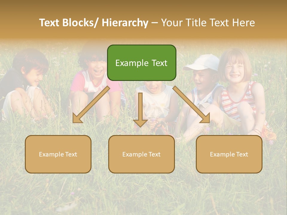 Happy Little Children In Grass On Meadow PowerPoint Template