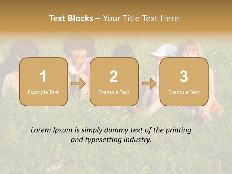 Happy Little Children In Grass On Meadow PowerPoint Template