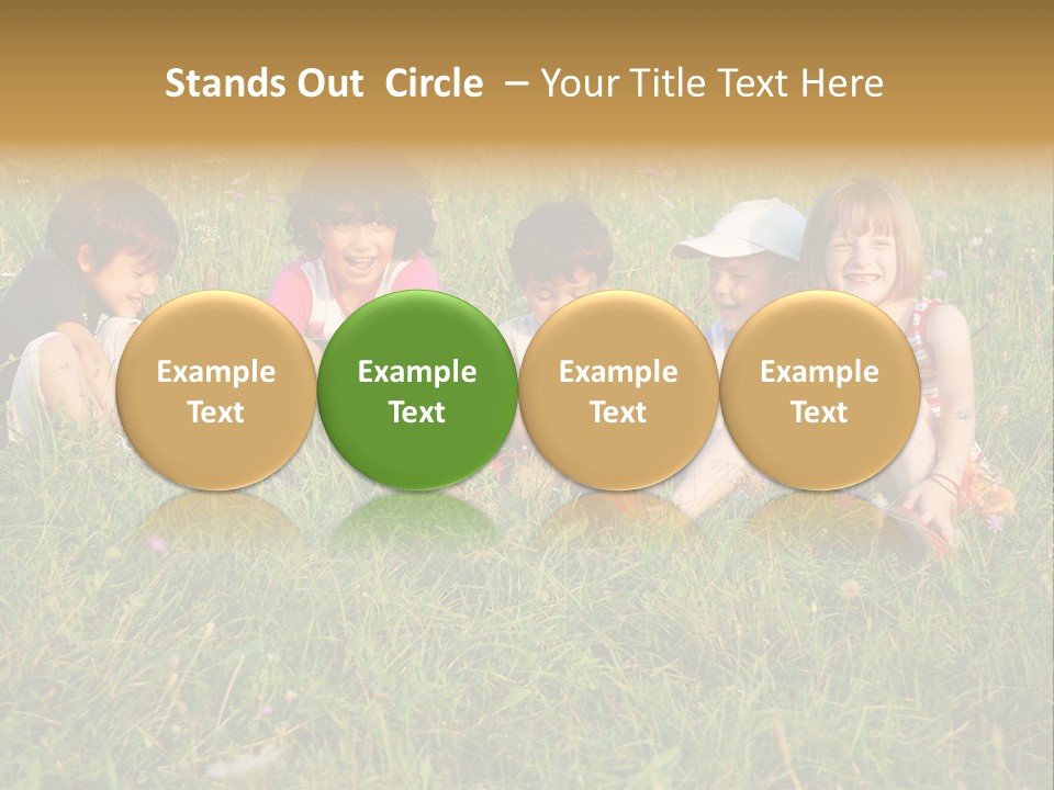 Happy Little Children In Grass On Meadow PowerPoint Template