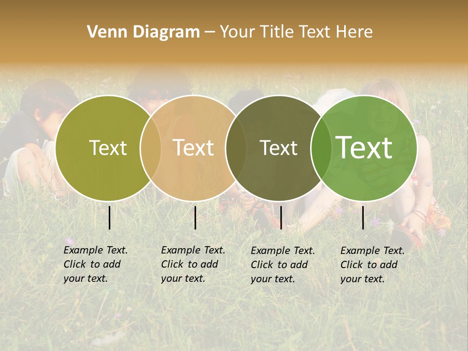 Happy Little Children In Grass On Meadow PowerPoint Template