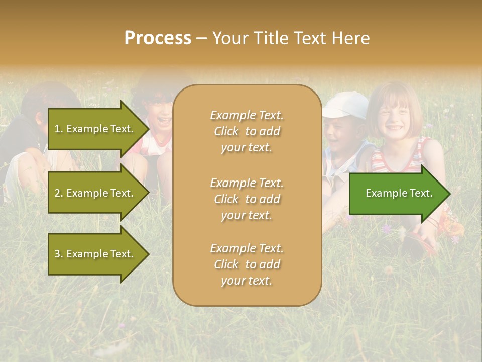 Happy Little Children In Grass On Meadow PowerPoint Template