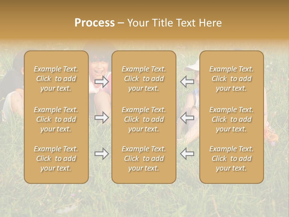 Happy Little Children In Grass On Meadow PowerPoint Template