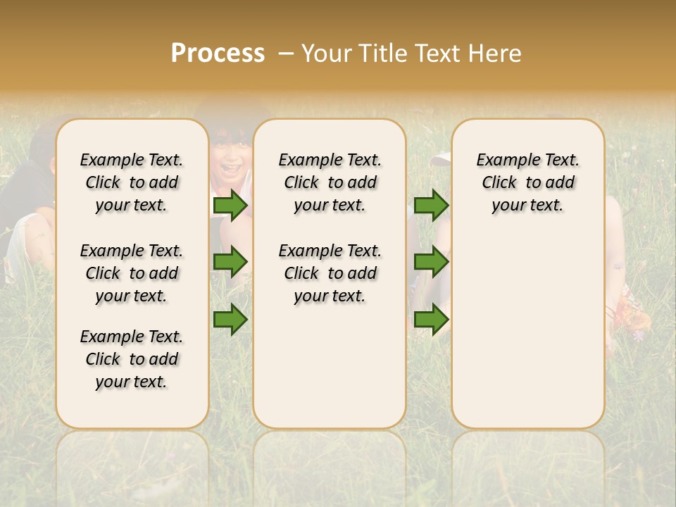 Happy Little Children In Grass On Meadow PowerPoint Template
