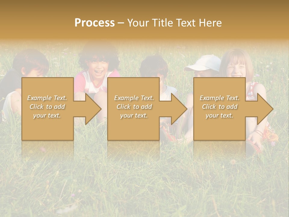 Happy Little Children In Grass On Meadow PowerPoint Template