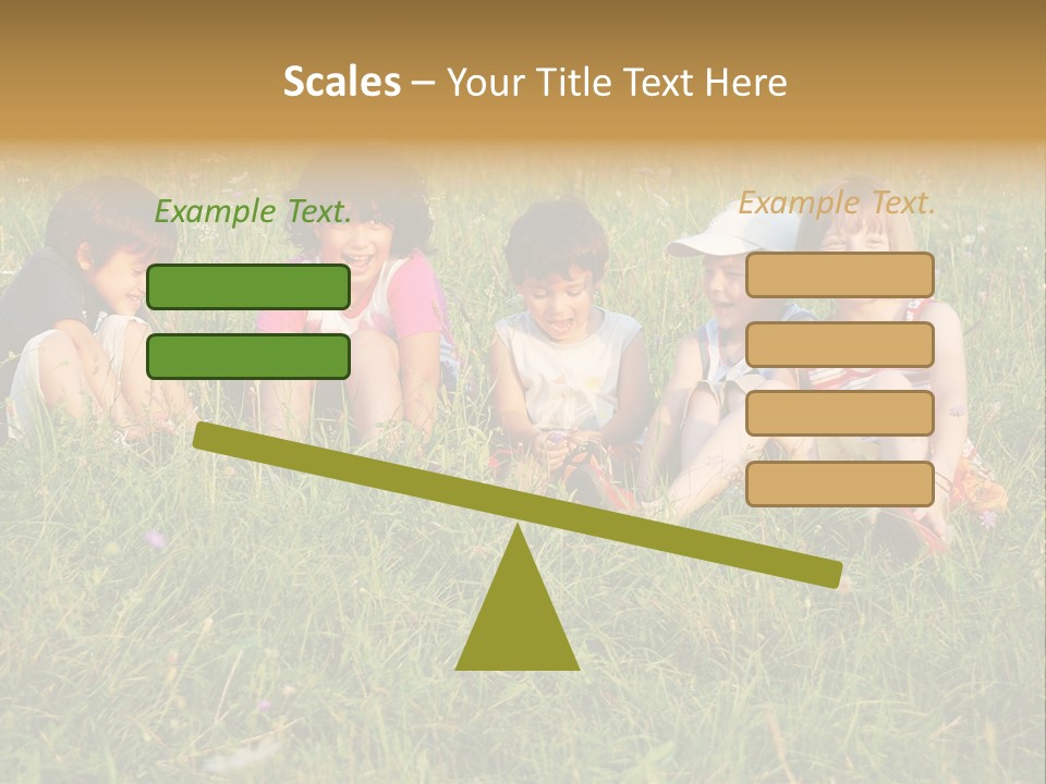 Happy Little Children In Grass On Meadow PowerPoint Template