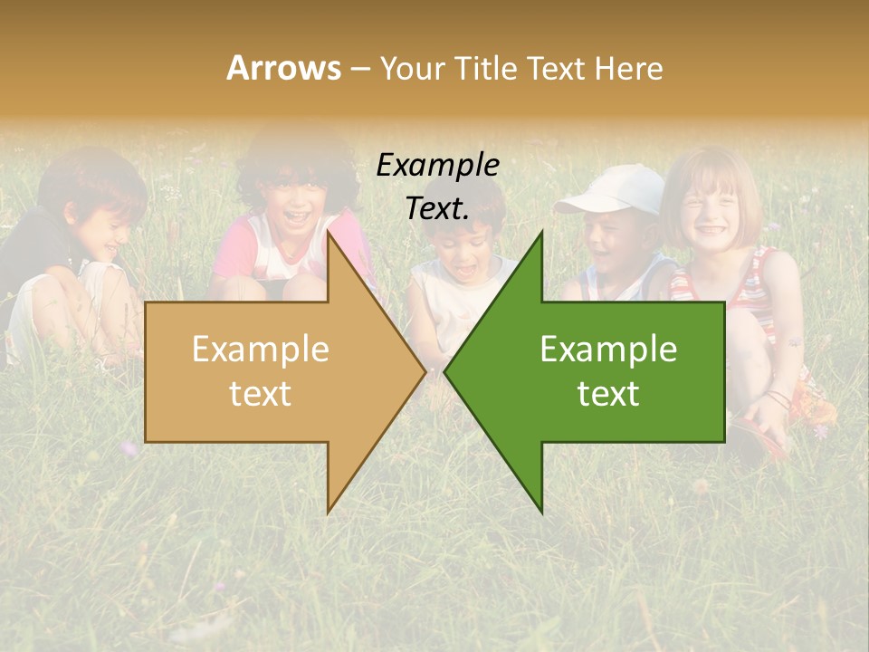 Happy Little Children In Grass On Meadow PowerPoint Template