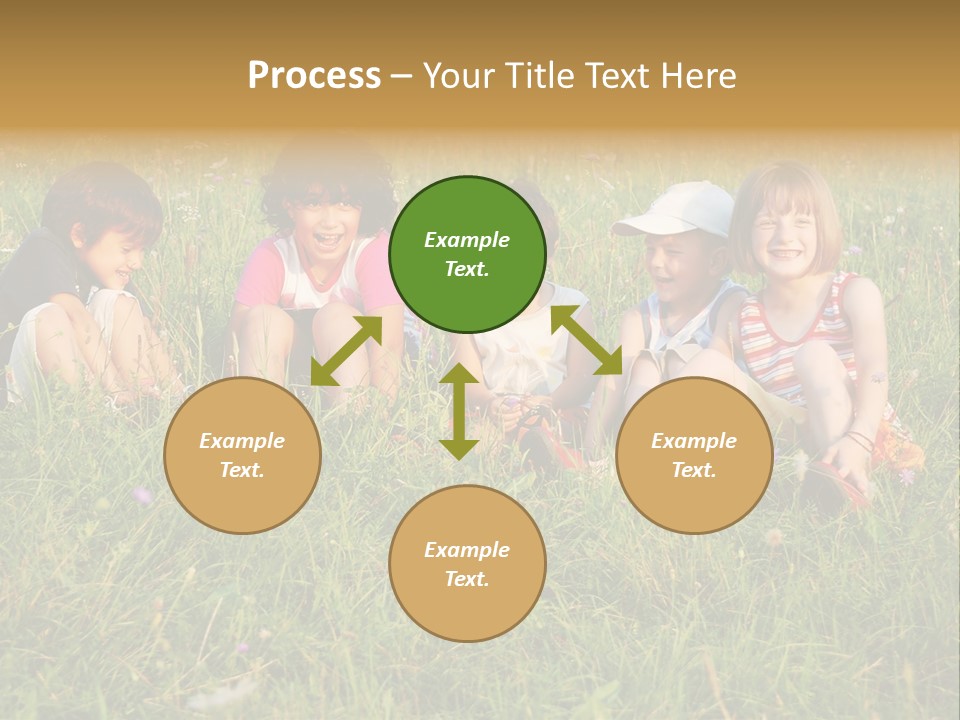 Happy Little Children In Grass On Meadow PowerPoint Template