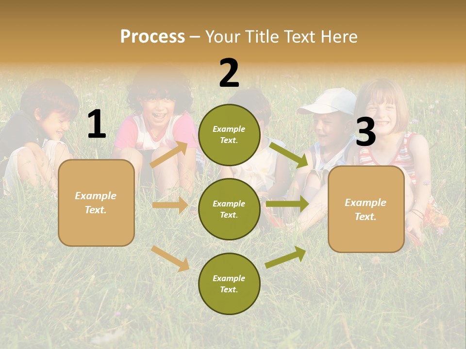 Happy Little Children In Grass On Meadow PowerPoint Template