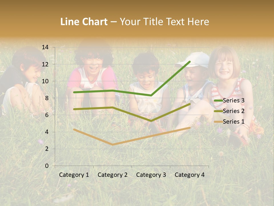Happy Little Children In Grass On Meadow PowerPoint Template
