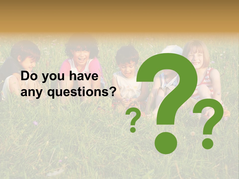 Happy Little Children In Grass On Meadow PowerPoint Template