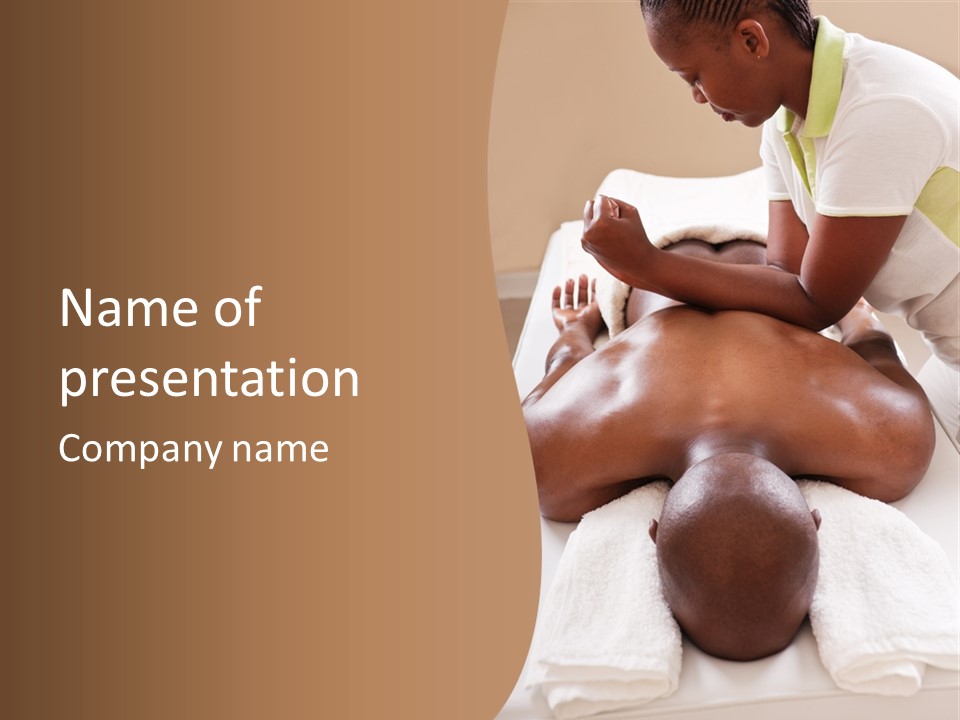 Lifestyle, African American Man Having A Massage Treat At The Spa, Or Injury Chiropractor PowerPoint Template