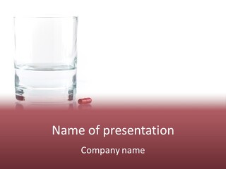 Close Up Of Red Pill And Water On A High Key Background. The Focus Is On The Front Pill And Falls Off Quickly (With Sample Text) PowerPoint Template