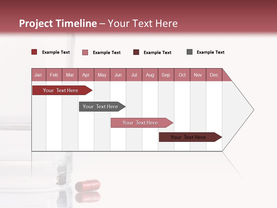 Close Up Of Red Pill And Water On A High Key Background. The Focus Is On The Front Pill And Falls Off Quickly (With Sample Text) PowerPoint Template