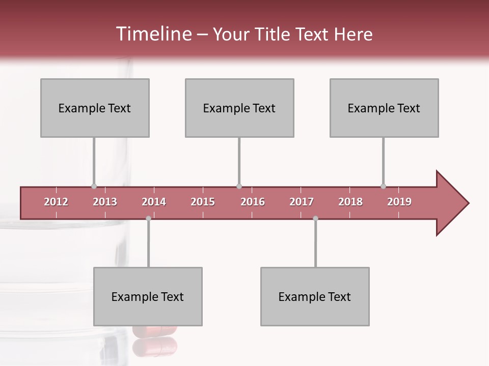 Close Up Of Red Pill And Water On A High Key Background. The Focus Is On The Front Pill And Falls Off Quickly (With Sample Text) PowerPoint Template