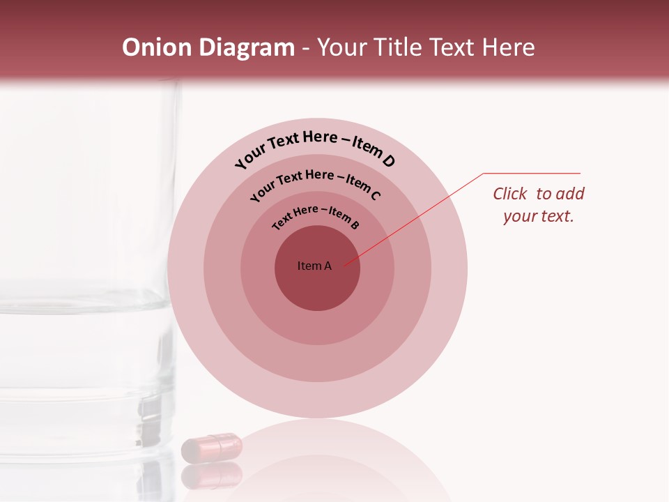 Close Up Of Red Pill And Water On A High Key Background. The Focus Is On The Front Pill And Falls Off Quickly (With Sample Text) PowerPoint Template