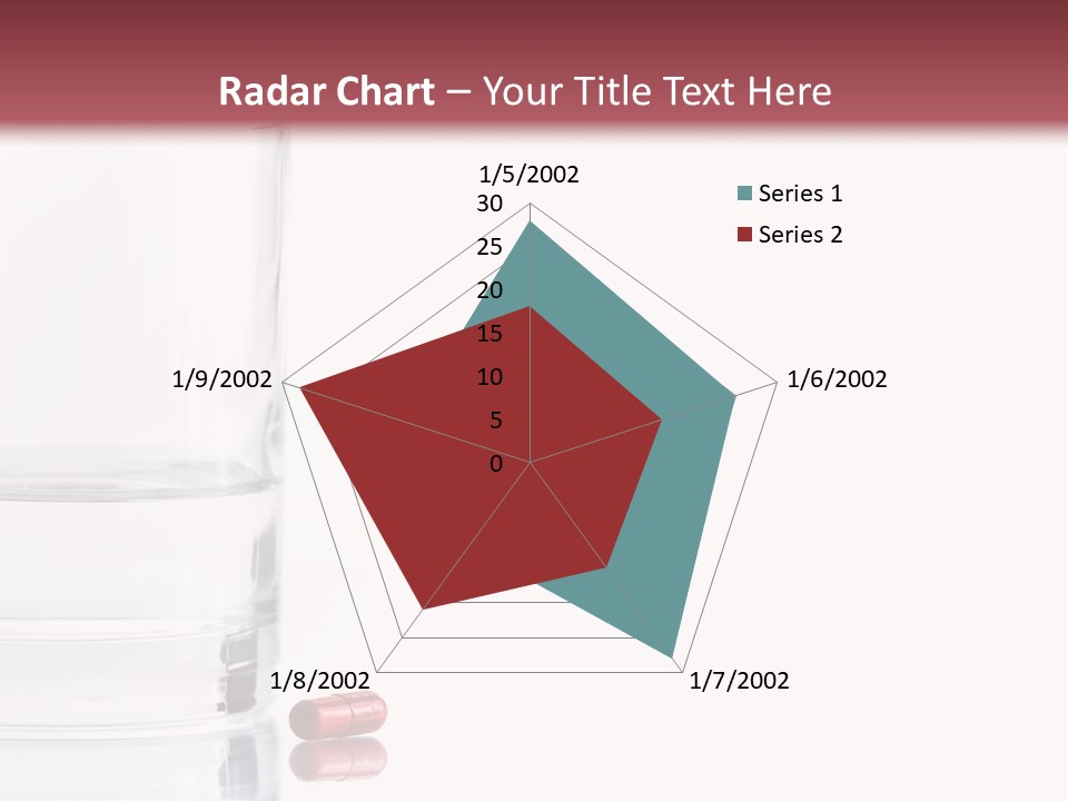 Close Up Of Red Pill And Water On A High Key Background. The Focus Is On The Front Pill And Falls Off Quickly (With Sample Text) PowerPoint Template