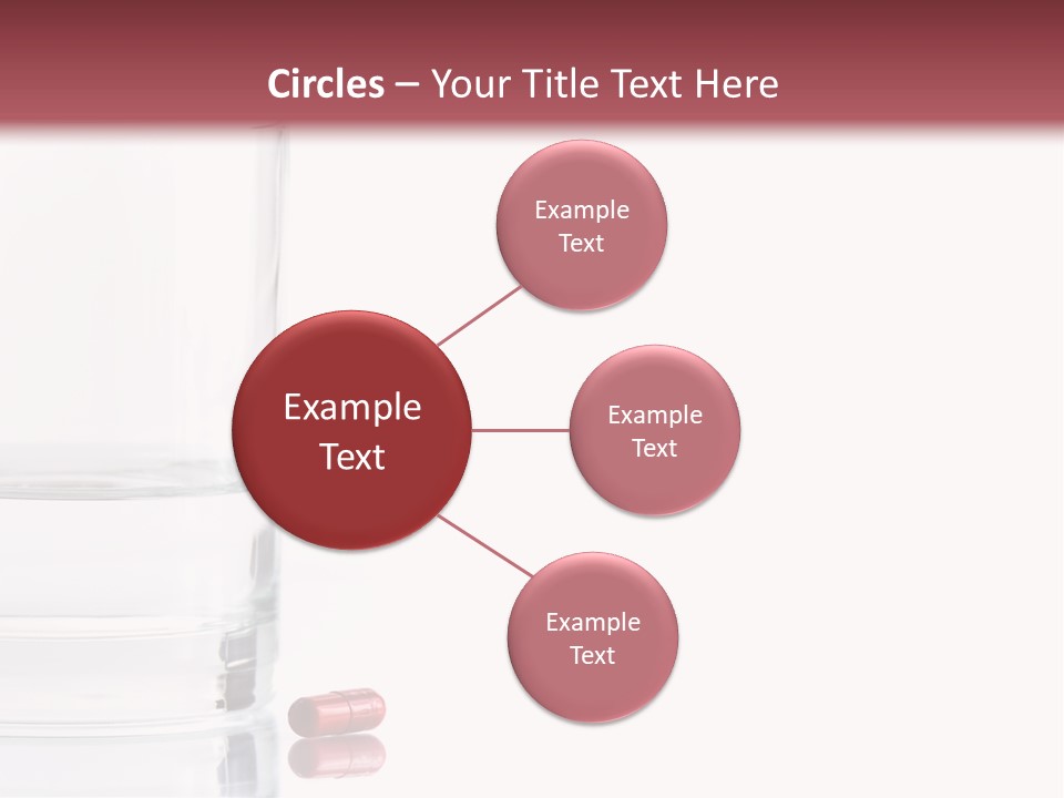 Close Up Of Red Pill And Water On A High Key Background. The Focus Is On The Front Pill And Falls Off Quickly (With Sample Text) PowerPoint Template