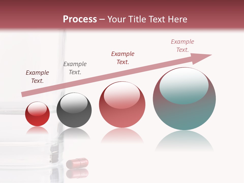 Close Up Of Red Pill And Water On A High Key Background. The Focus Is On The Front Pill And Falls Off Quickly (With Sample Text) PowerPoint Template