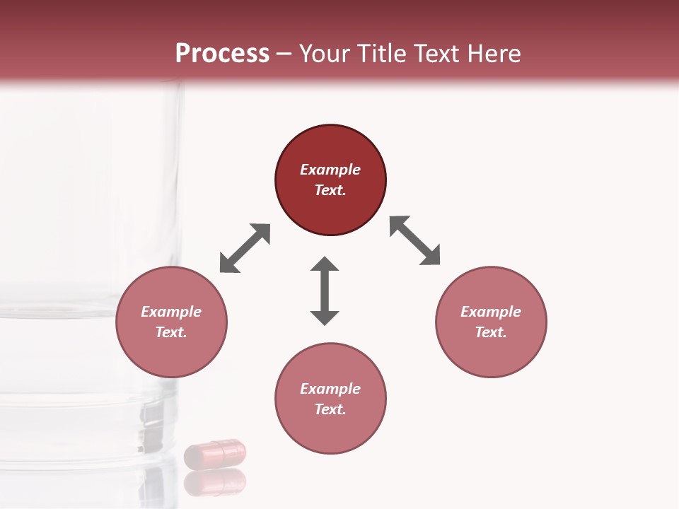 Close Up Of Red Pill And Water On A High Key Background. The Focus Is On The Front Pill And Falls Off Quickly (With Sample Text) PowerPoint Template