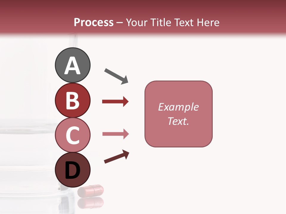 Close Up Of Red Pill And Water On A High Key Background. The Focus Is On The Front Pill And Falls Off Quickly (With Sample Text) PowerPoint Template