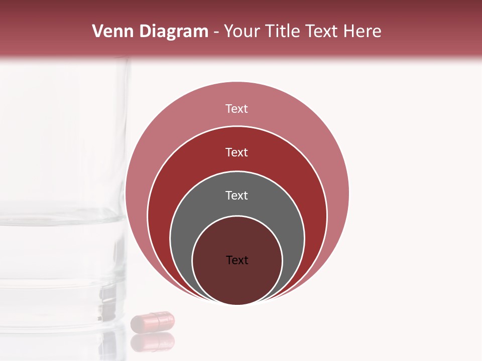 Close Up Of Red Pill And Water On A High Key Background. The Focus Is On The Front Pill And Falls Off Quickly (With Sample Text) PowerPoint Template