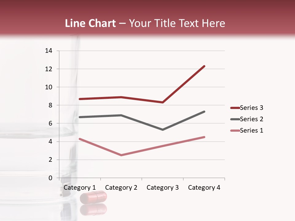Close Up Of Red Pill And Water On A High Key Background. The Focus Is On The Front Pill And Falls Off Quickly (With Sample Text) PowerPoint Template